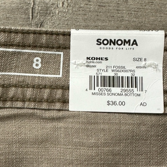 Women's Sonoma 8 Medium Capri Pants Cargo Twill Fossil Tan Straight Mid Rise NWT - Picture 8 of 11